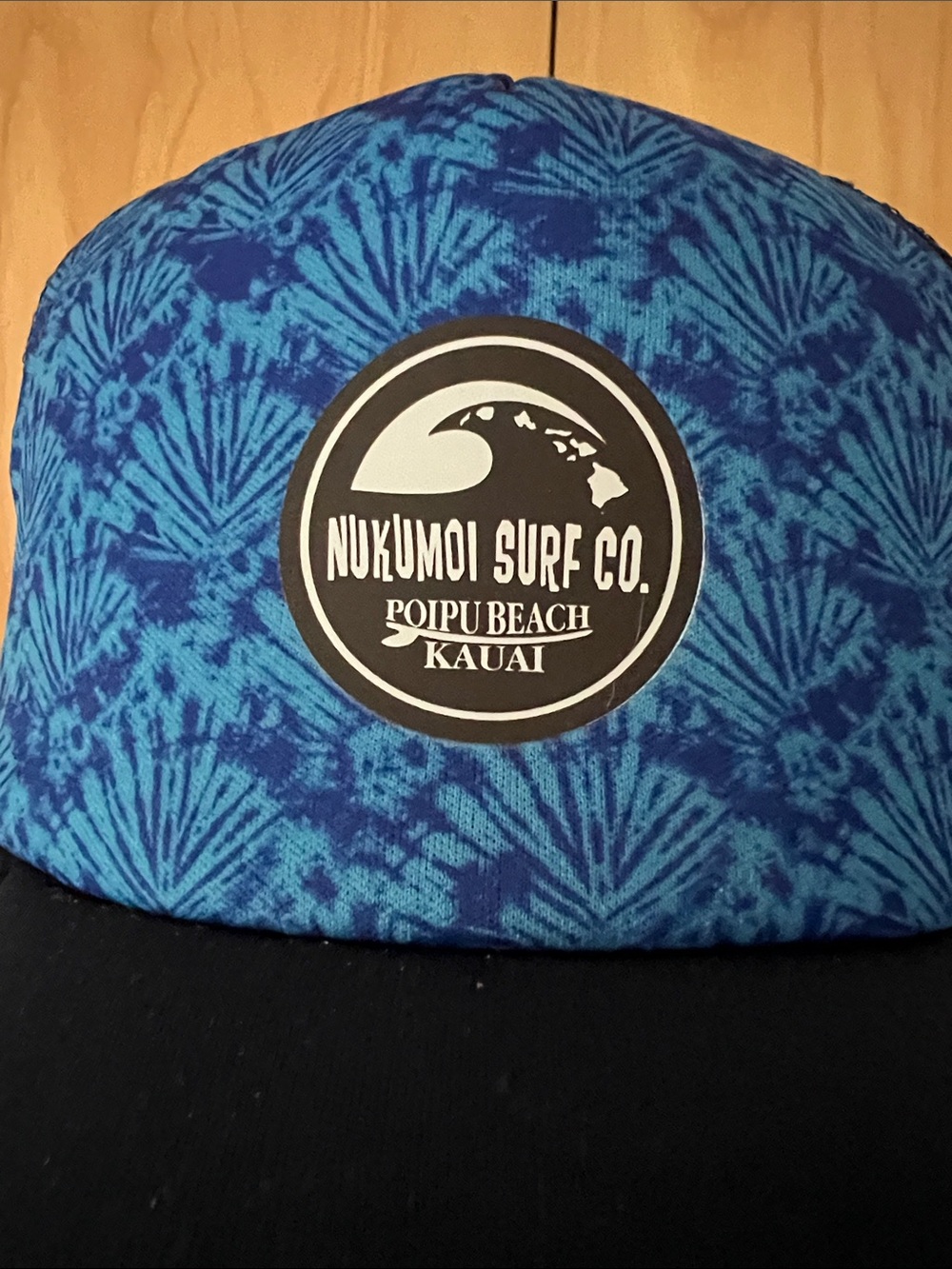 Nukumoi Surf Co. Blue Patterned Trucker Hat